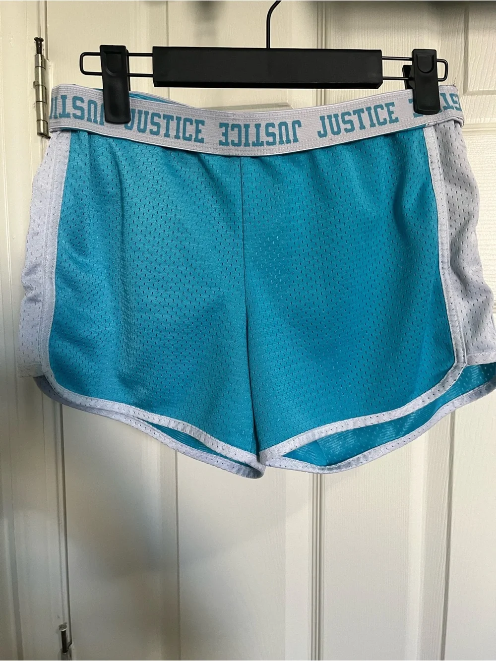 Teal and White Athletic Mesh Shorts
